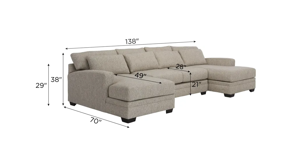 Easton 3-pc. Sectional Dimensions