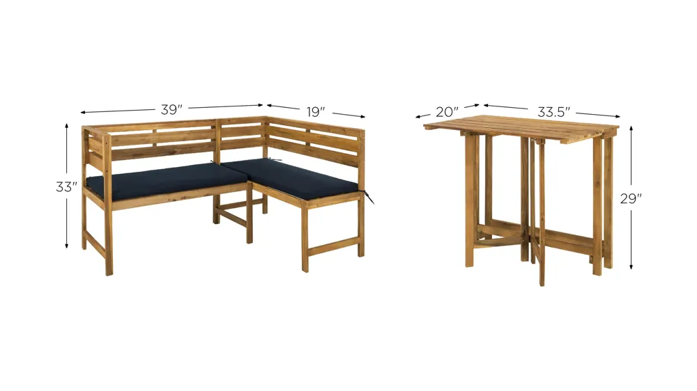 Benaya Outdoor Balcony Corner Lounge Set Dimensions