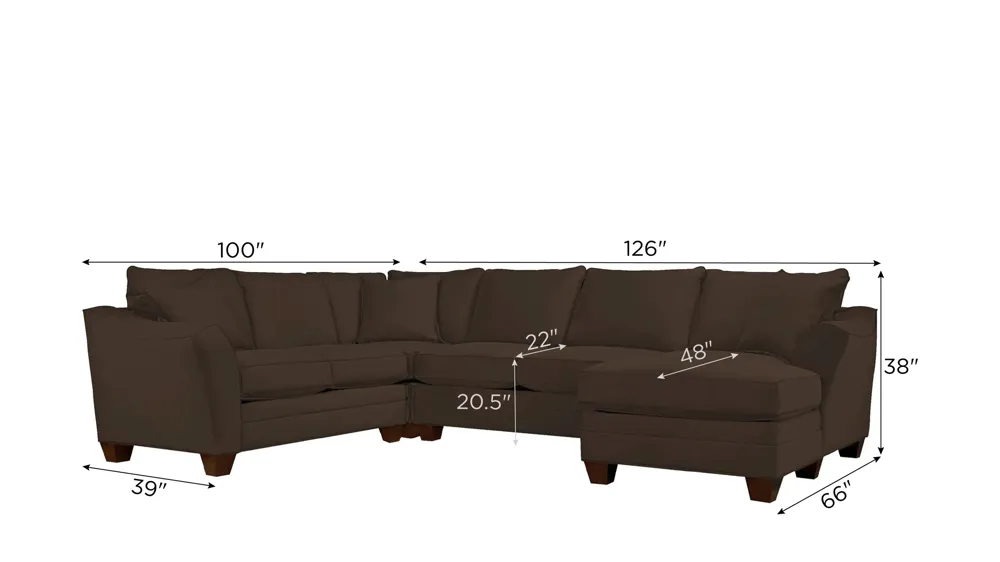 Foresthill 4-pc. Sectional w/ Right Arm Facing Chaise Dimensions