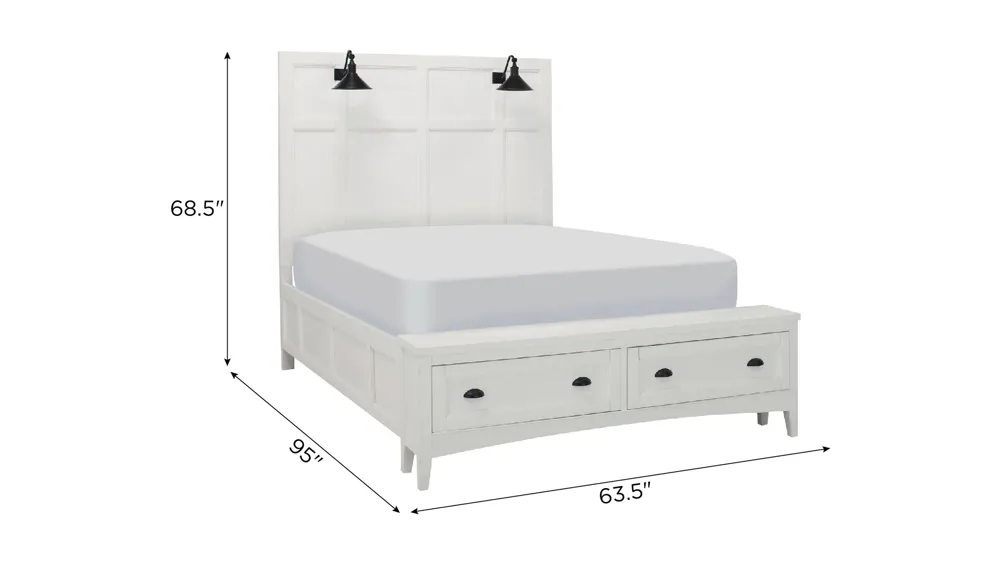 Ivy Ridge Platform Storage Bed w/ Lamp Headboard Dimensions