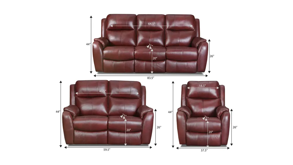 Stevens Reclining 3-pc. Living Room Set Dimensions