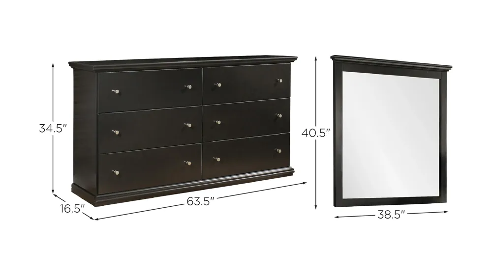 Maribel Dresser and Mirror Set Dimensions