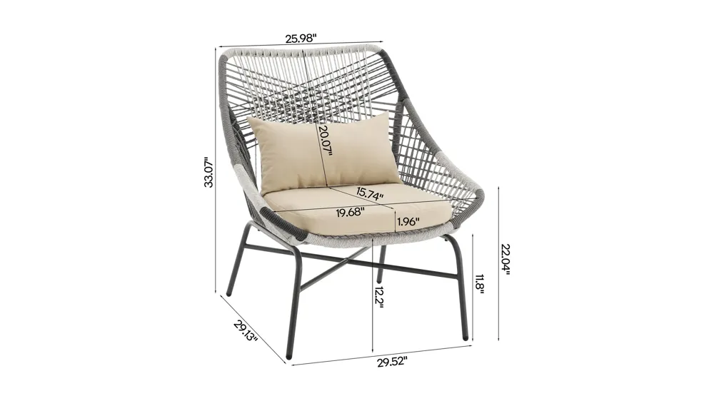 Ashland 5 Pc Patio Conversation Set Dimensions