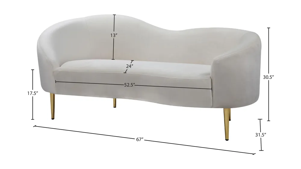 Ritz Velvet Loveseat Dimensions