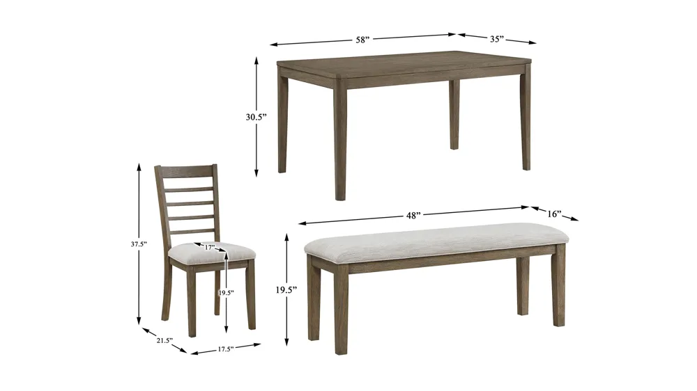 Sumter 6-pc. Dining Set Dimensions