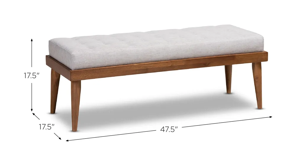 Linus Fabric Upholstered and Button Tufted Wood Bench Dimensions