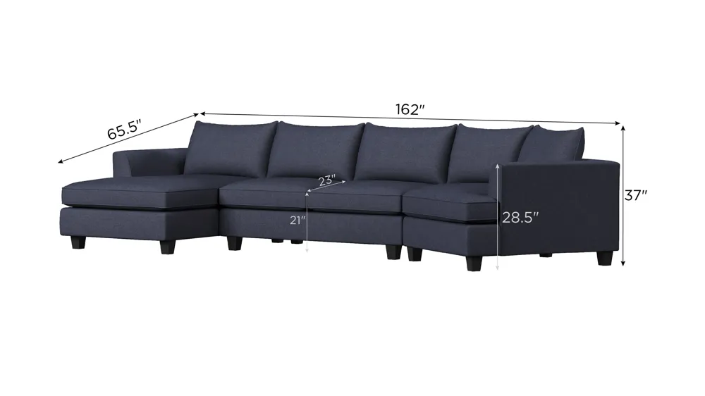 Daine 3-pc. Sectional Sofa Dimensions