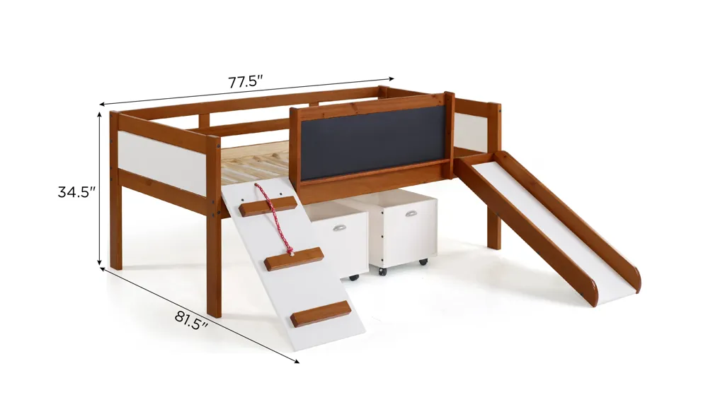 Donco Low Loft with Toy Boxes Dimensions