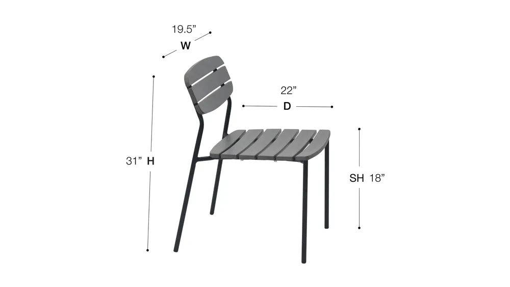 Kalmar Outdoor Side Chair - Set of 2 Dimensions
