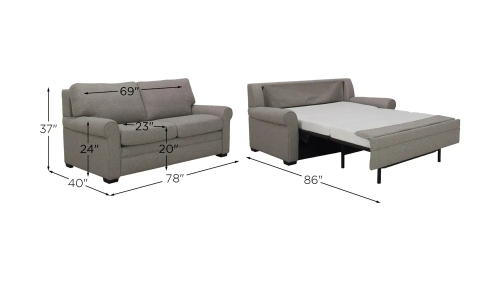 Gaines Comfort Queen Sleeper w/ 5” Premium Foam Mattress Dimensions