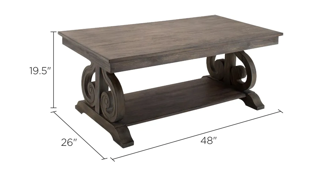 Olivia Rectangular Cocktail Table Dimensions