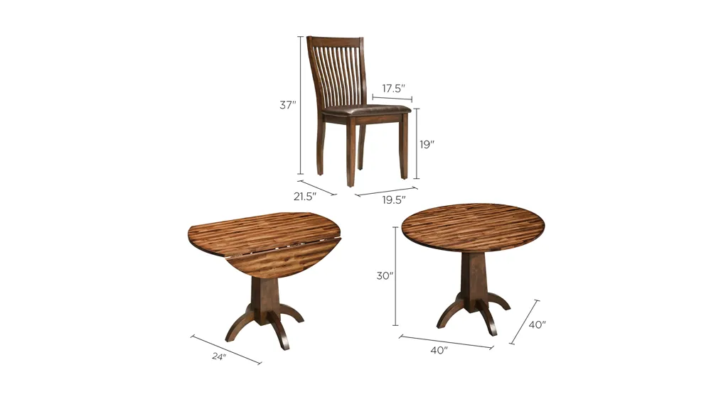 Nevada 3-pc. Dining Set Dimensions