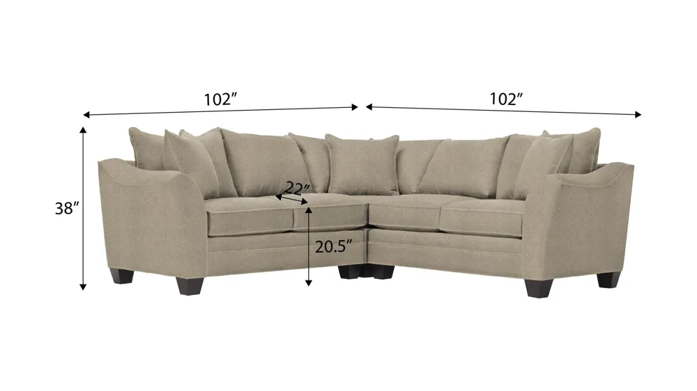 Foresthill 3-pc. Symmetrical Loveseat Sectional Sofa Dimensions