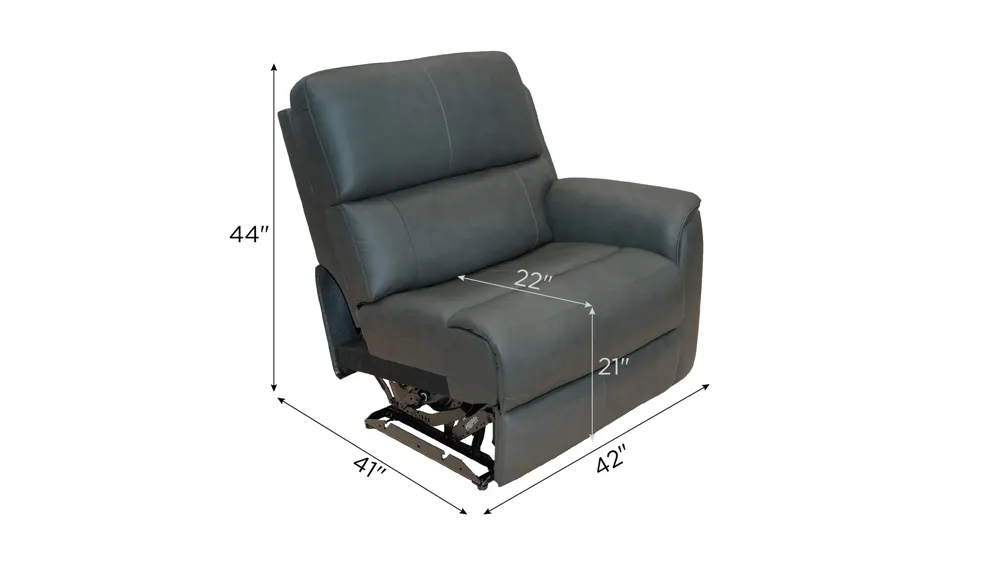 Henrick Triple Power Leather Right Arm Facing Recliner Dimensions