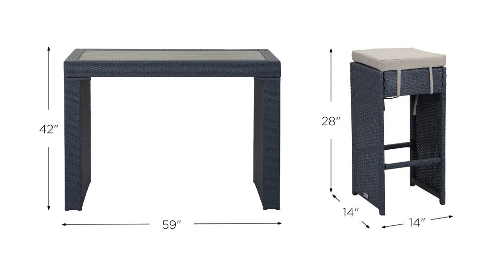 Lansen Outdoor Bar Set Dimensions