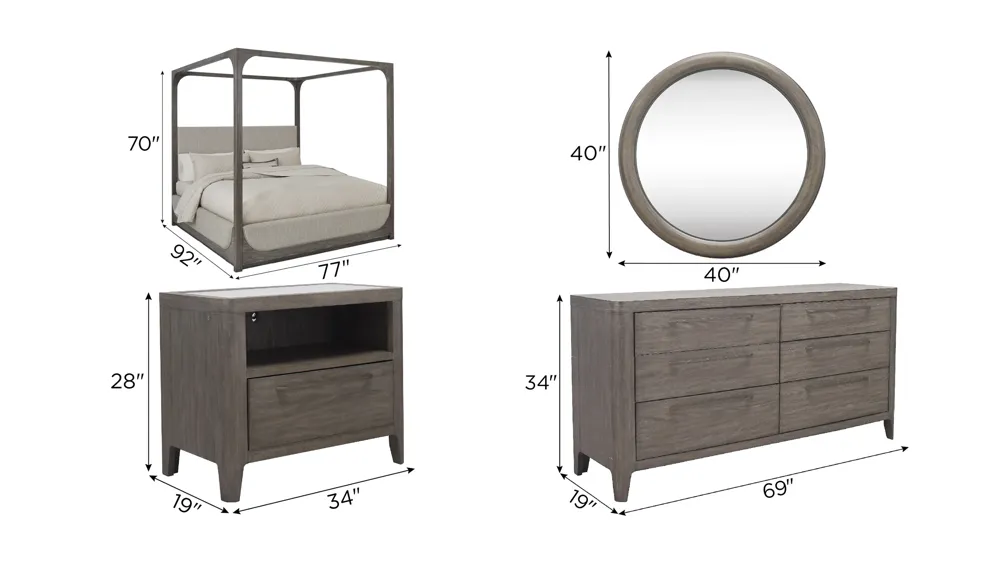 Castleton 4-pc. Bedroom Set Dimensions