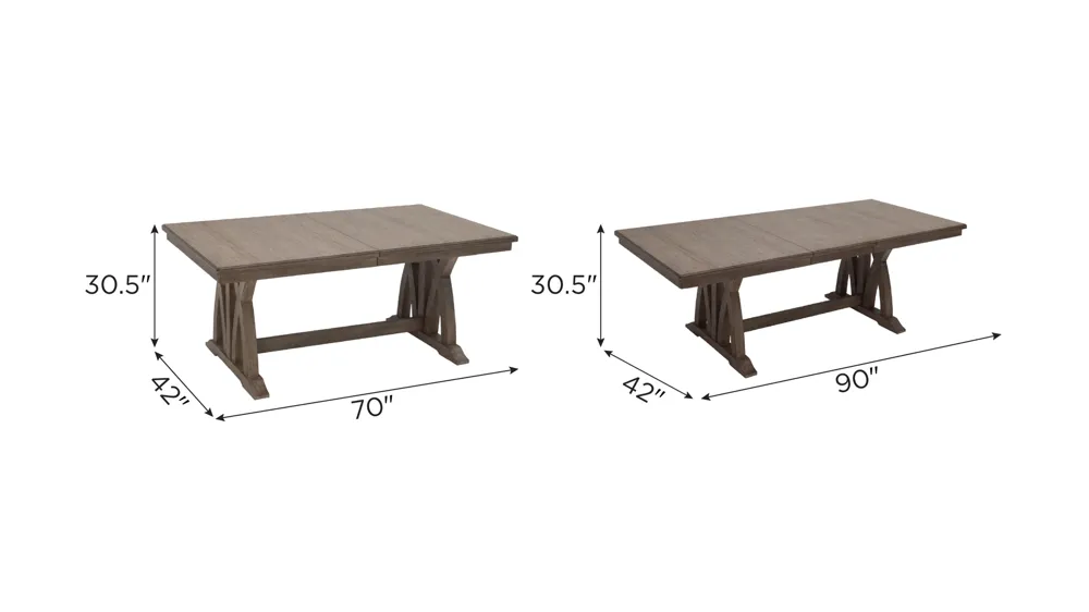 Poplar Hills Dining Table w/ Leaf Dimensions