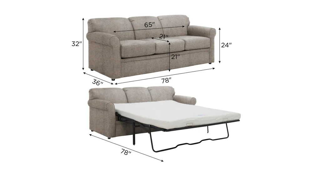 Luann Queen Sleeper Sofa Dimensions