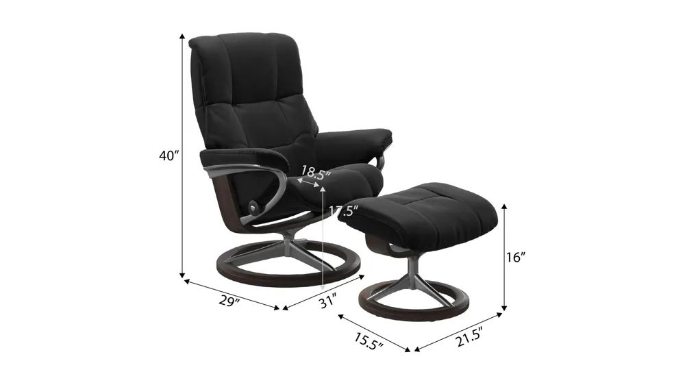 Mayfair Small Signature Chair w/ Ottoman Dimensions