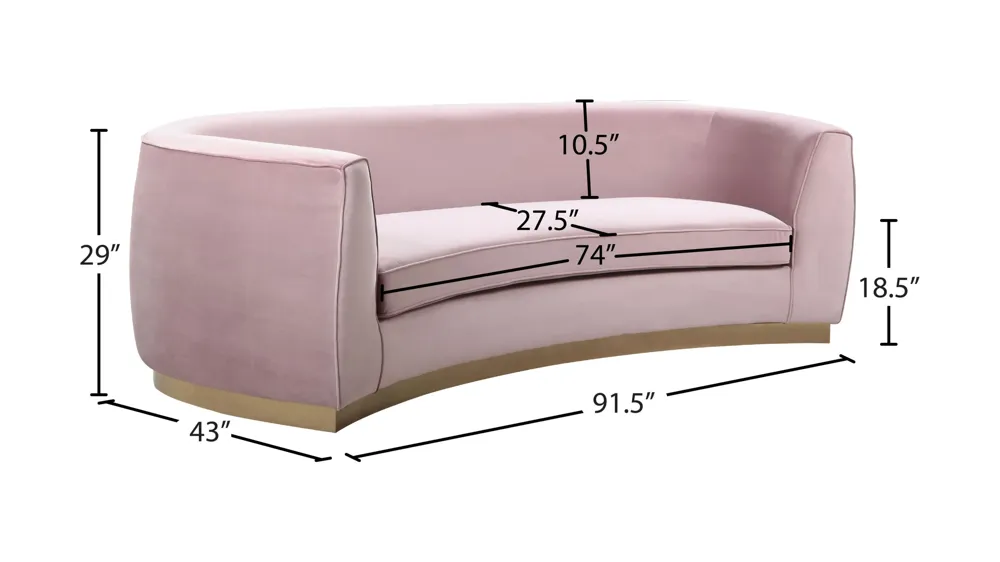 Julian Velvet Sofa Dimensions