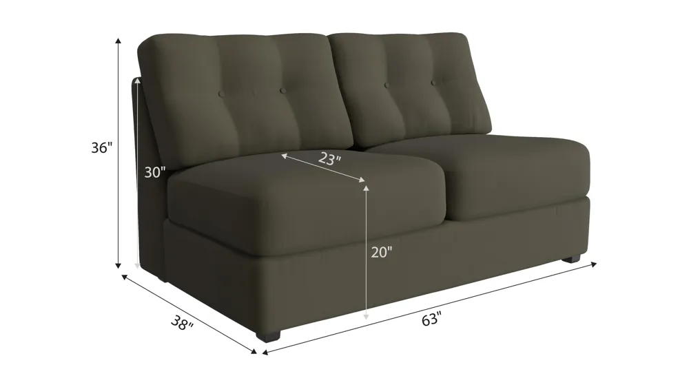 ModularOne Armless Loveseat w/ Full Sleeper Dimensions