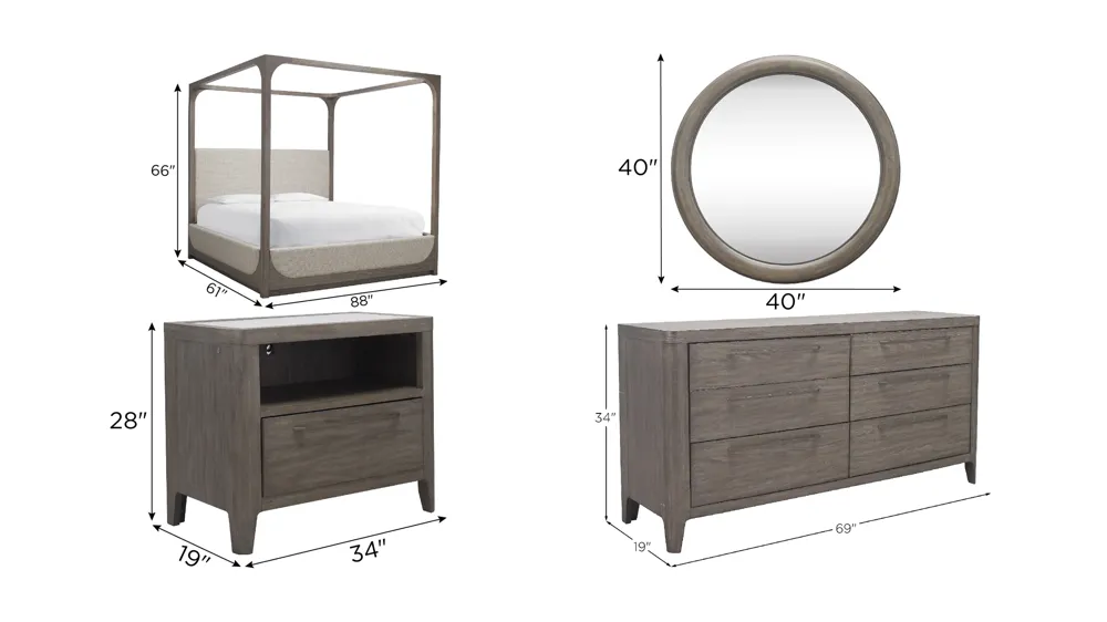 Castleton 4-pc. Bedroom Set Dimensions