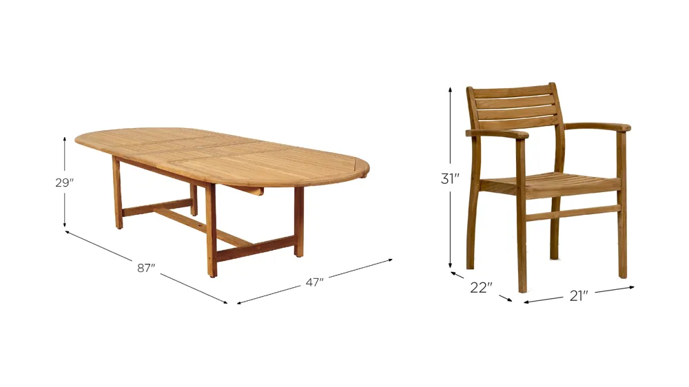 Campos 13-pc. Oval Extendable Patio Dining Table Set Dimensions