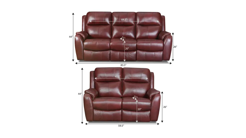 Stevens Reclining 2-pc. Living Room Set Dimensions