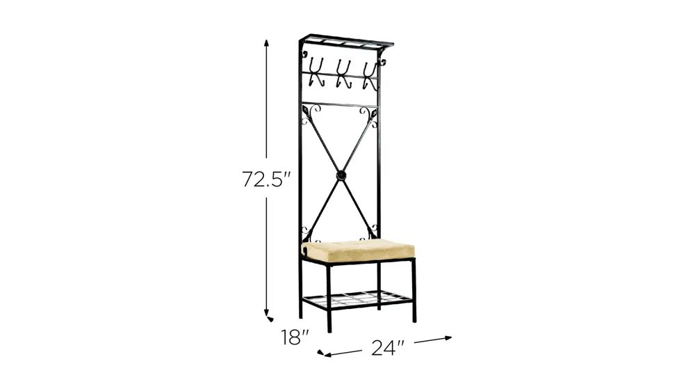 Thorne Entryway Bench/Storage Rack Dimensions