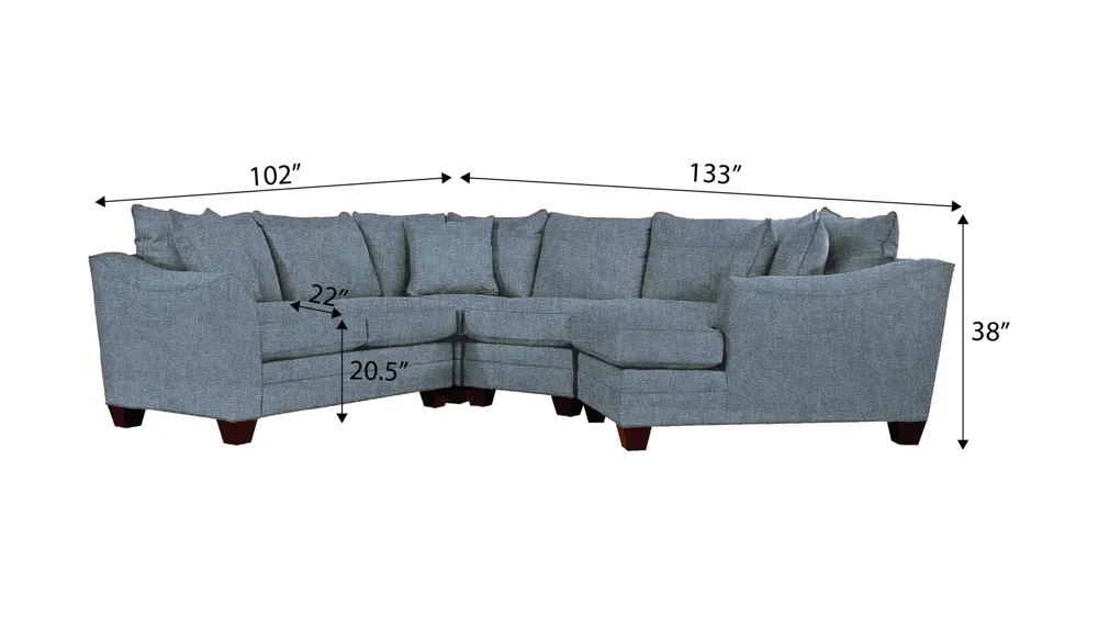 Foresthill 4-pc. Right Hand Cuddler Sectional Sofa Dimensions