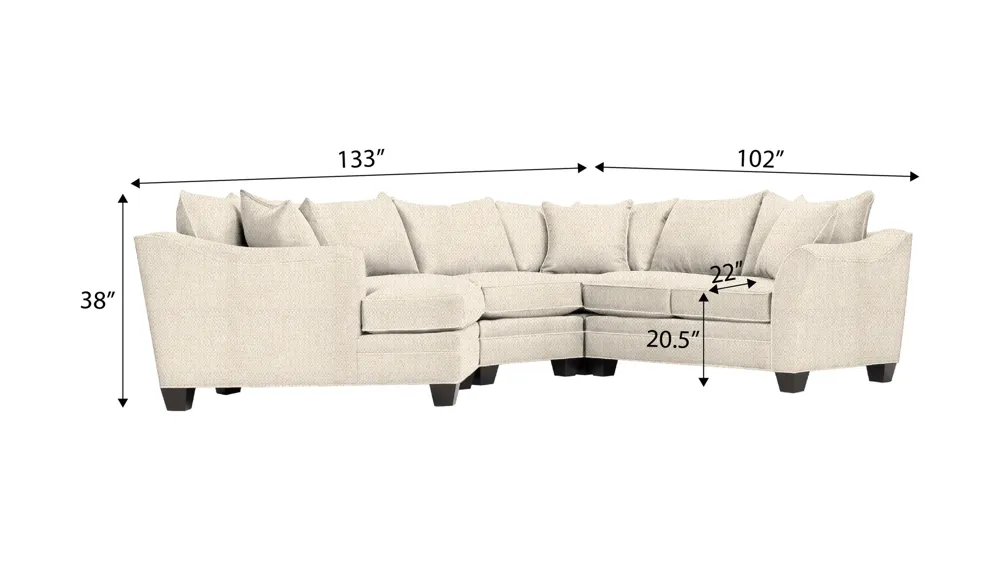 Foresthill 4-pc. Left Hand Cuddler Sectional Sofa Dimensions