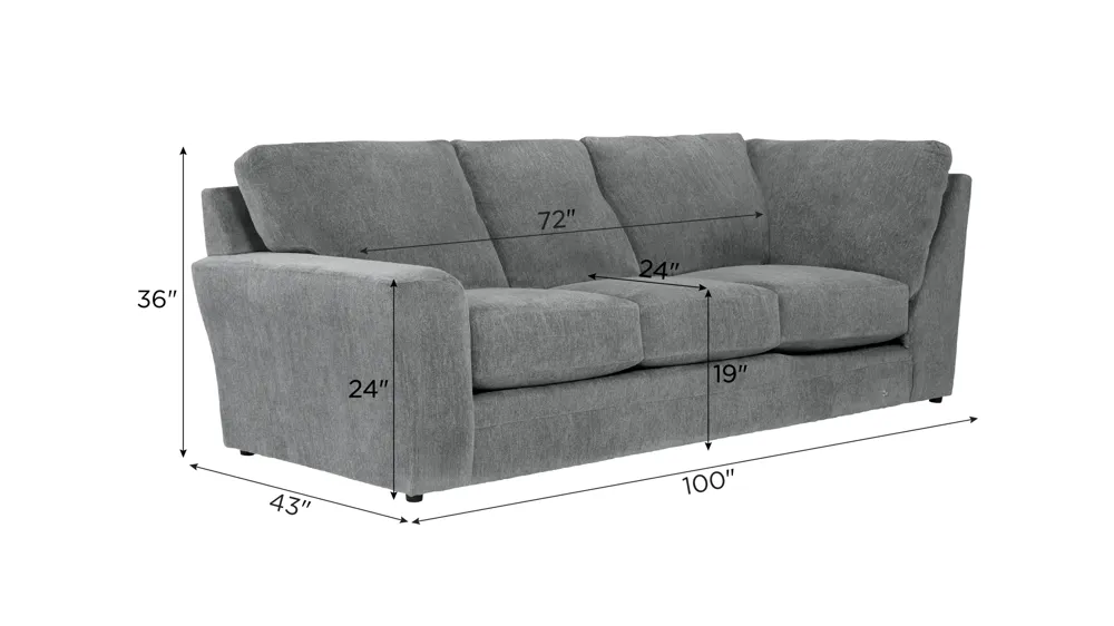 Kristoff Left Arm Facing Sofa w/ Return Dimensions