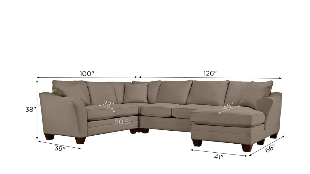 Foresthill 4-pc. Sectional w/ Right Arm Facing Chaise Dimensions