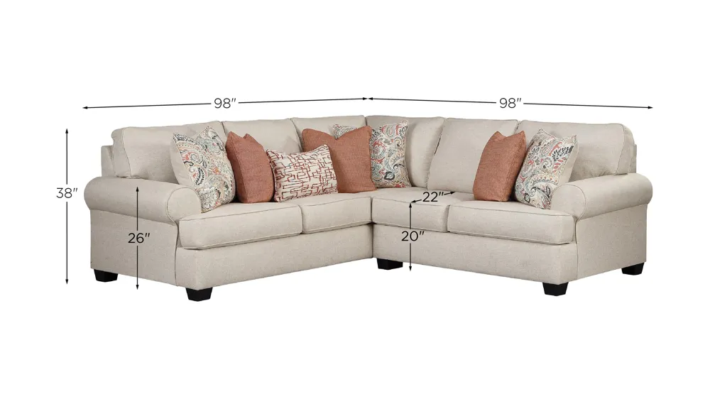 Amici 2-Piece Sectional Dimensions
