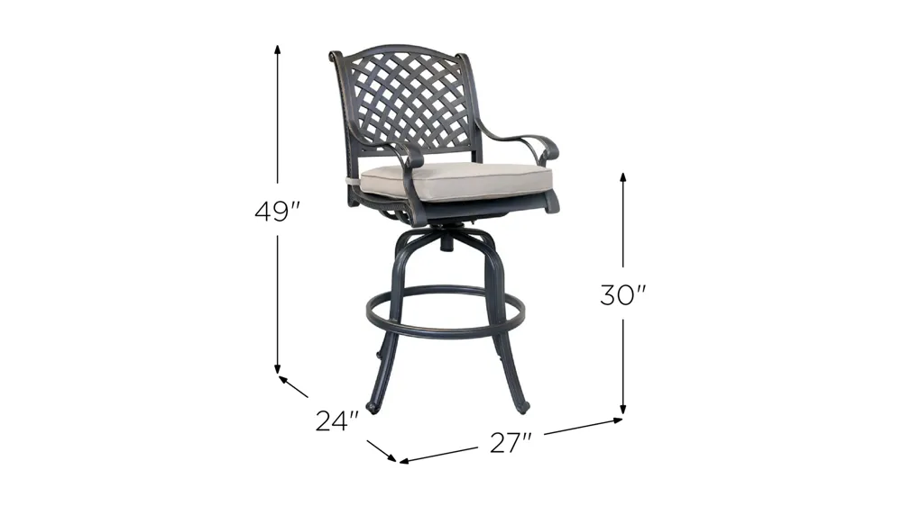 Castle Rock Outdoor Bar Stool - Set of 2 Dimensions