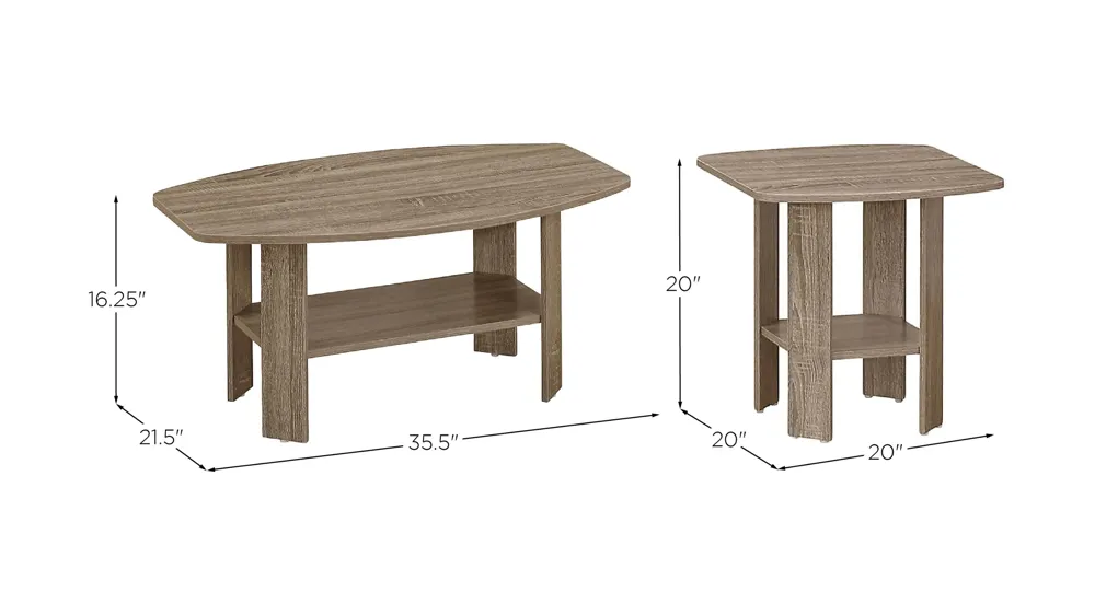 Monarch Specialties 3-pc. Table Set Dimensions