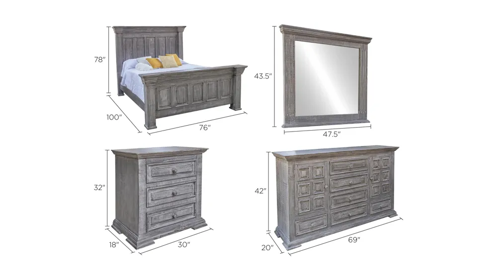 Terra 4-pc. Panel Bedroom Set Dimensions