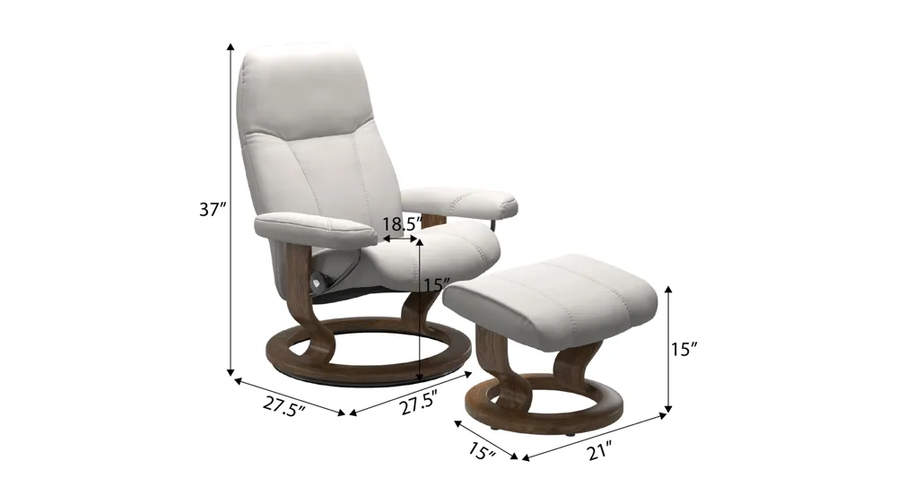 Consul 4-pc. Small Recliner & Ottoman Dimensions