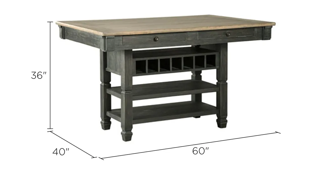 Vail Counter-Height Dining Table w/ Storage Dimensions