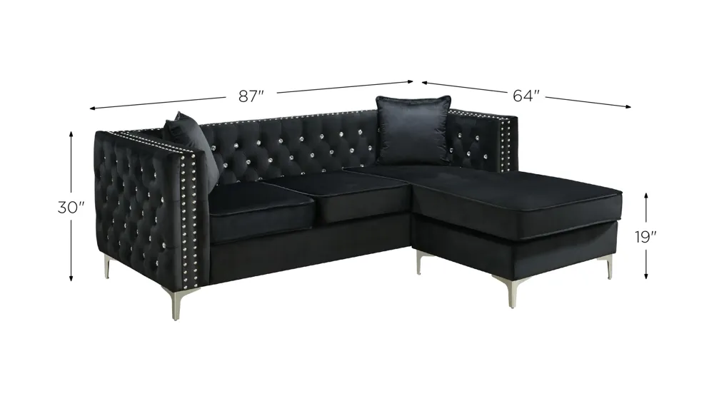 Paige Reversible Sofa Chaise Dimensions