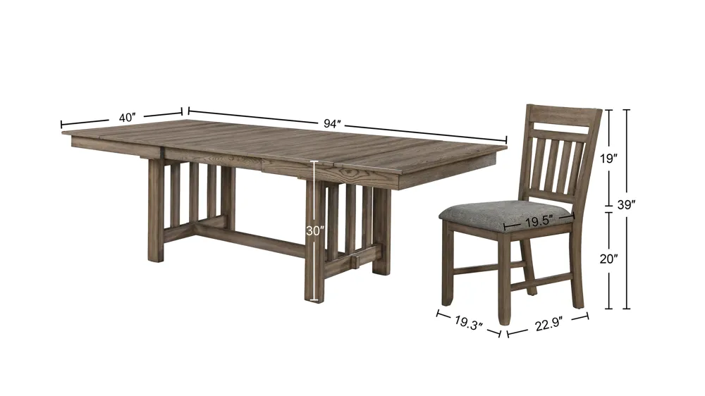 Harrisburg 7-pc Extendable Dining Set Dimensions