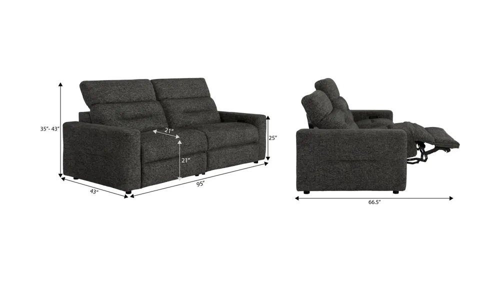 Bradbury 2-pc. Dual Power Loveseat Dimensions
