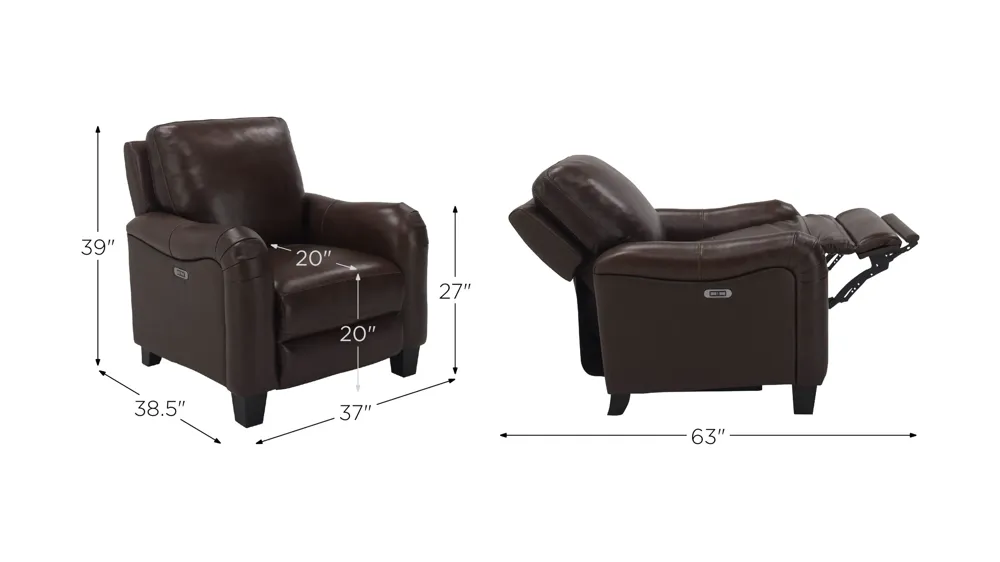 Dillon Leather Power Recliner Dimensions