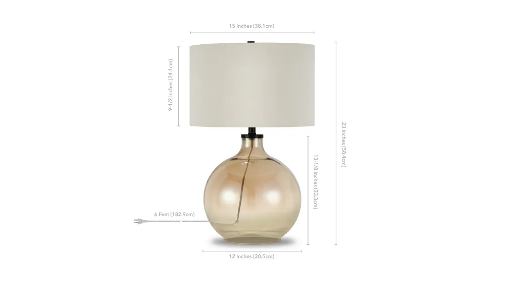 Lucinda Glass Table Lamp Dimensions