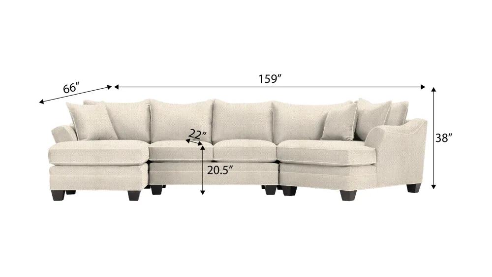 Foresthill 3-pc. Left Hand Facing Sectional Sofa Dimensions