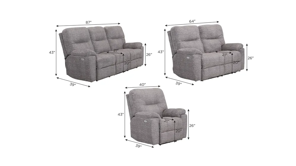 Maxon Power Living Room Set Dimensions