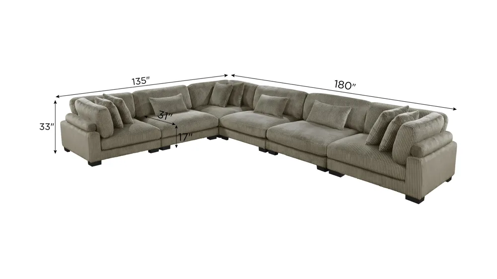 Maverick 6-pc. Sectional Dimensions