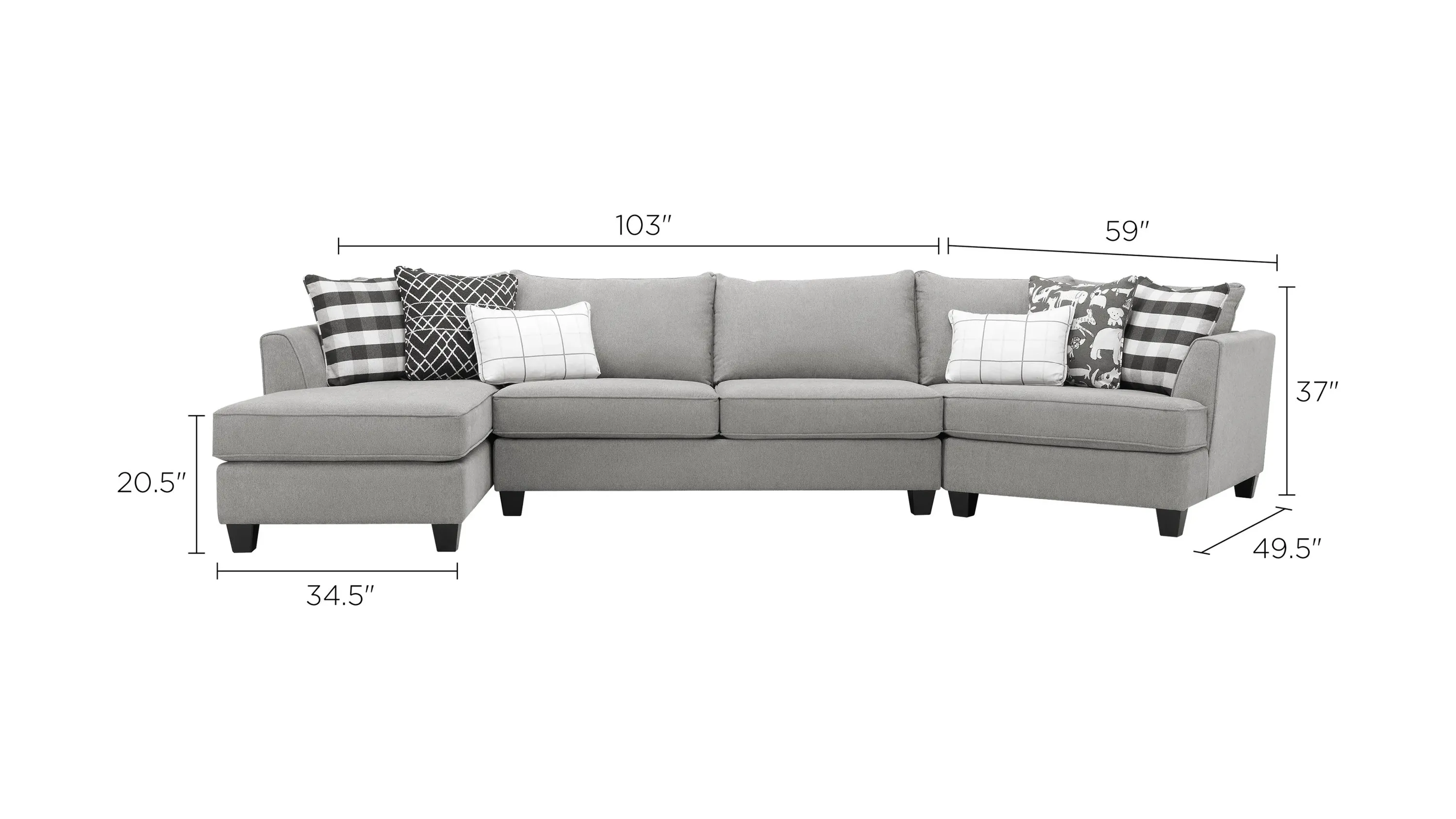 Daine 3-pc. Sectional Sofa | Raymour & Flanigan