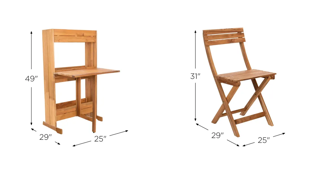 Parry 3-pc. Outdoor Dining Set w/ Folding Table Dimensions