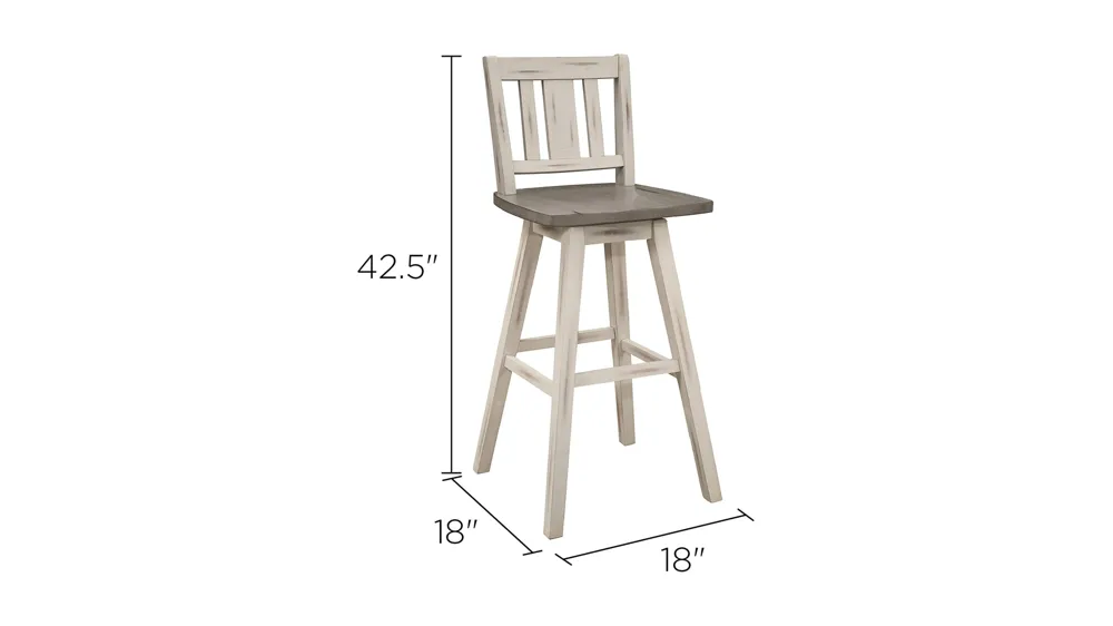 Trouvaille Bar Height Swivel Chair With Slat Back - Set of 2 Dimensions